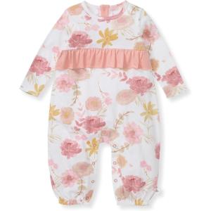 Burt’s Bees Baby baby-girls Jumpsuit, 100% Organic Cotton One-piece Long Sleeve Ruffle Outfit Coverall(Vacay Floral)