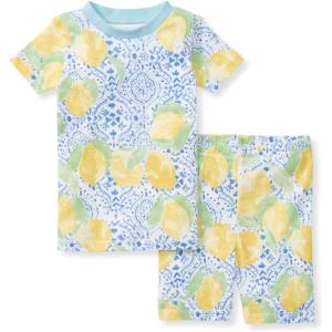 Burt’s Bees Baby baby-girls Pajamas, Short Sleeve Tee and Shorts 2-piece Pj Set, 100% Organic Cotton(Lemon Tiles)
