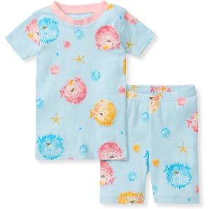 Burt’s Bees Baby baby-girls Pajamas, Short Sleeve Tee and Shorts 2-piece Pj Set, 100% Organic Cotton(Puffer Fish)