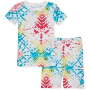 Burt’s Bees Baby baby-girls Pjs, Short Sleeve Tee and Shorts 2-piece Pajama Set, 100% Organic Cotton(Diamond Tie Tye)