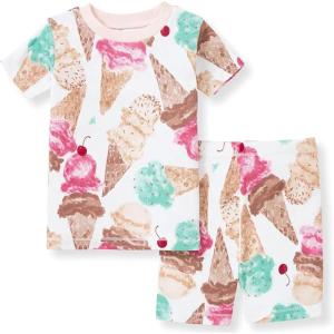 Burt’s Bees Baby baby-girls Pjs, Short Sleeve Tee and Shorts 2-piece Pajama Set, 100% Organic Cotton(Ice Cream Social)