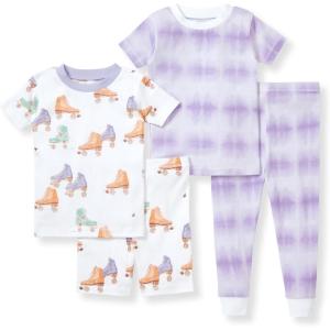 Burt’s Bees Baby baby-girls Pjs, Short Sleeve Tee and Shorts 2-piece Pajama Set, 100% Organic Cotton(Roller Baby 2-pk)