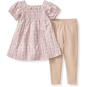 Burt’s Bees Baby baby-girls Short Sleeve Top and Leggings Set, Outfit Bundle, 100% Organic Cotton(Farmhouse Floral)