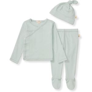 Burt’s Bees Baby baby-girls Unisex Baby Take Me Home Set, 3-piece Top, Pant, and Hat Bundle(Cloudy Blue)