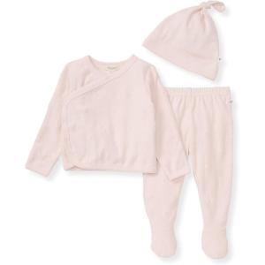 Burt’s Bees Baby baby-girls Unisex Baby Take Me Home Set, 3-piece Top, Pant, and Hat Bundle(Pink Raised Terry Bee)