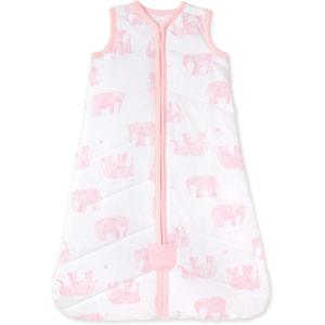 Burt’s Bees Baby unisex-baby Beekeeper Wearable Blanket, 100% Organic Cotton, Swaddle Bag(Quilted Blossom Elephants)