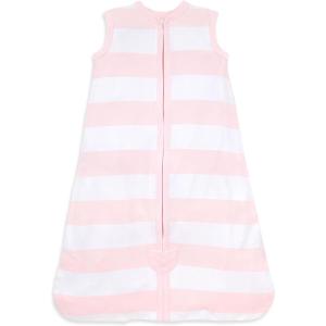 Burt’s Bees Baby unisex-baby Beekeeper Wearable Blanket, 100% Organic Cotton, Swaddle Bag(Rugby Stripe Blossom)