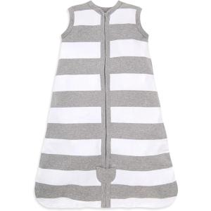 Burt’s Bees Baby unisex-baby Beekeeper Wearable Blanket, 100% Organic Cotton, Swaddle Bag(Rugby Stripe Heather Grey)