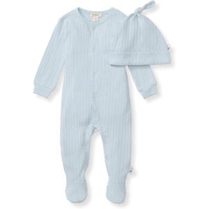 Jumpsuit, 100% Organic Cotton One-piece Outfit Coverall With Hat(Ocean Sweet Rib)