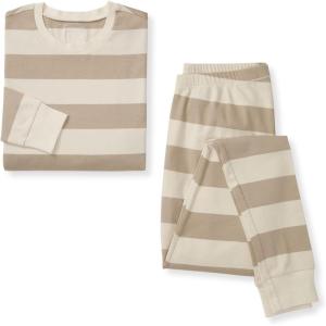 Mommy & Me Rugby Stripe Organic Cotton Pajamas – Oat(Oat Rugby Stripe)