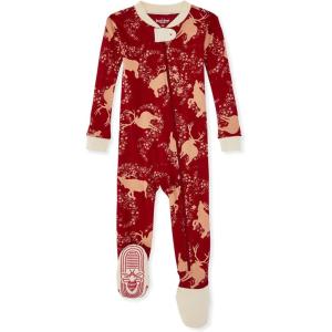 Burt’s Bees Baby Baby Girls Sleeper Pajamas, 100% Organic Cotton, One-piece PJs, Diagonal Zip Up Jumpsuit, Snug Fit Footie(Starry Reindeer)