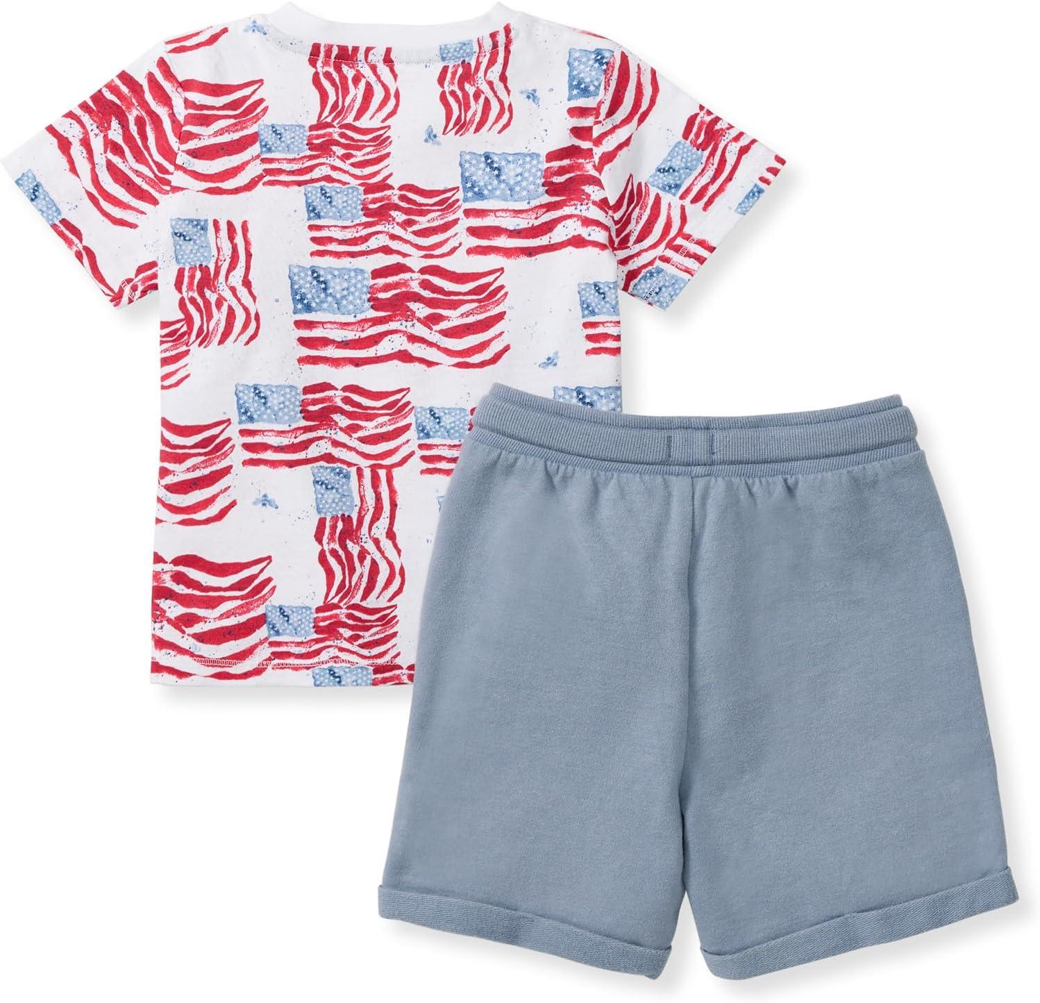 imageBurts Bees Baby babyboys Short Sleeve Shirt and Pant Set Top amp Bottom Outfit 100 Organic CottonMajestic Flags