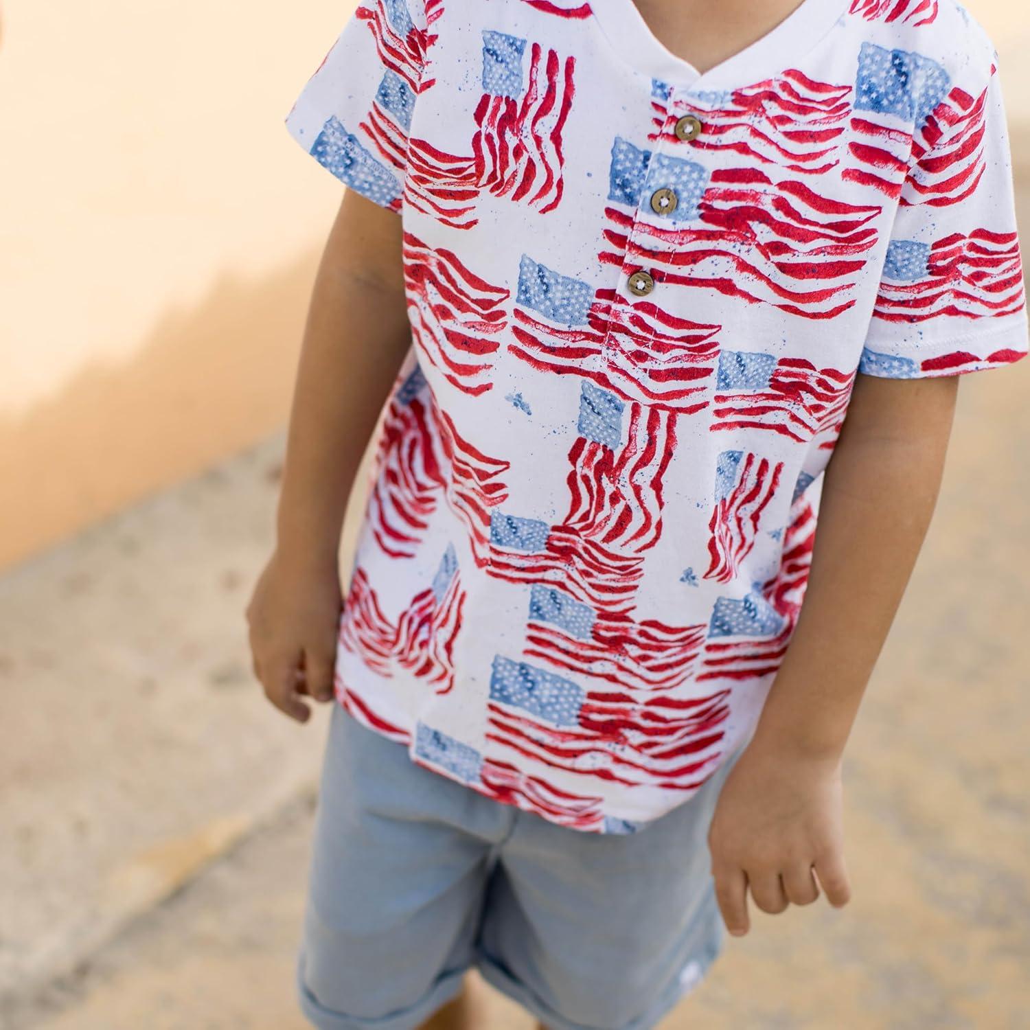 imageBurts Bees Baby babyboys Short Sleeve Shirt and Pant Set Top amp Bottom Outfit 100 Organic CottonMajestic Flags