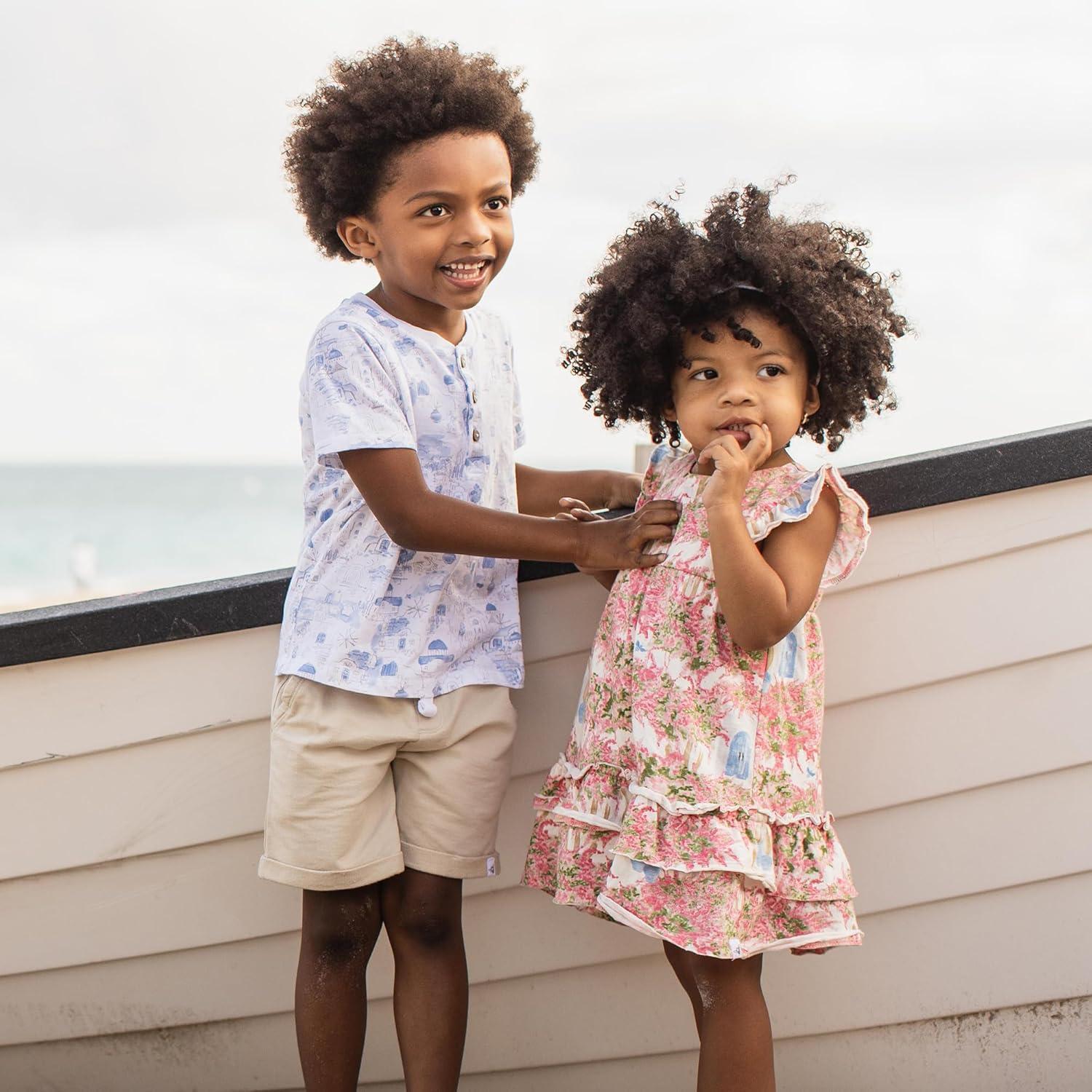 imageBurts Bees Baby babyboys Short Sleeve Shirt and Pant Set Top amp Bottom Outfit 100 Organic CottonSantorini