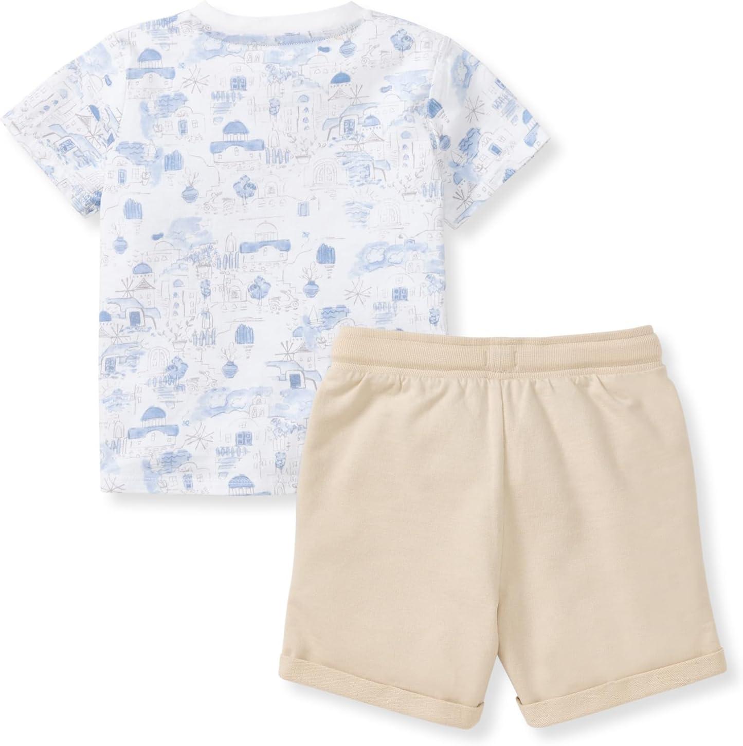 imageBurts Bees Baby babyboys Short Sleeve Shirt and Pant Set Top amp Bottom Outfit 100 Organic CottonSantorini