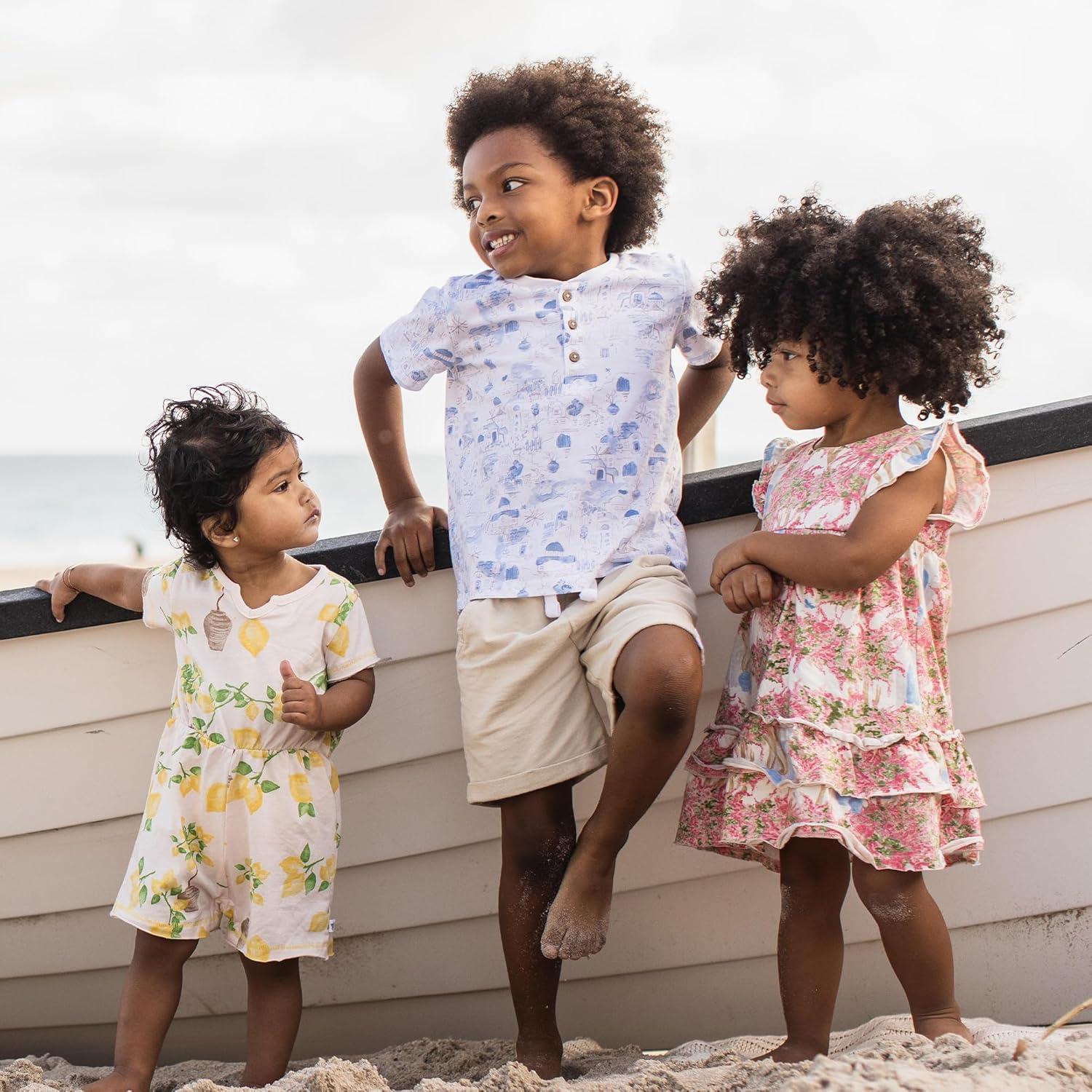 imageBurts Bees Baby babyboys Short Sleeve Shirt and Pant Set Top amp Bottom Outfit 100 Organic CottonSantorini