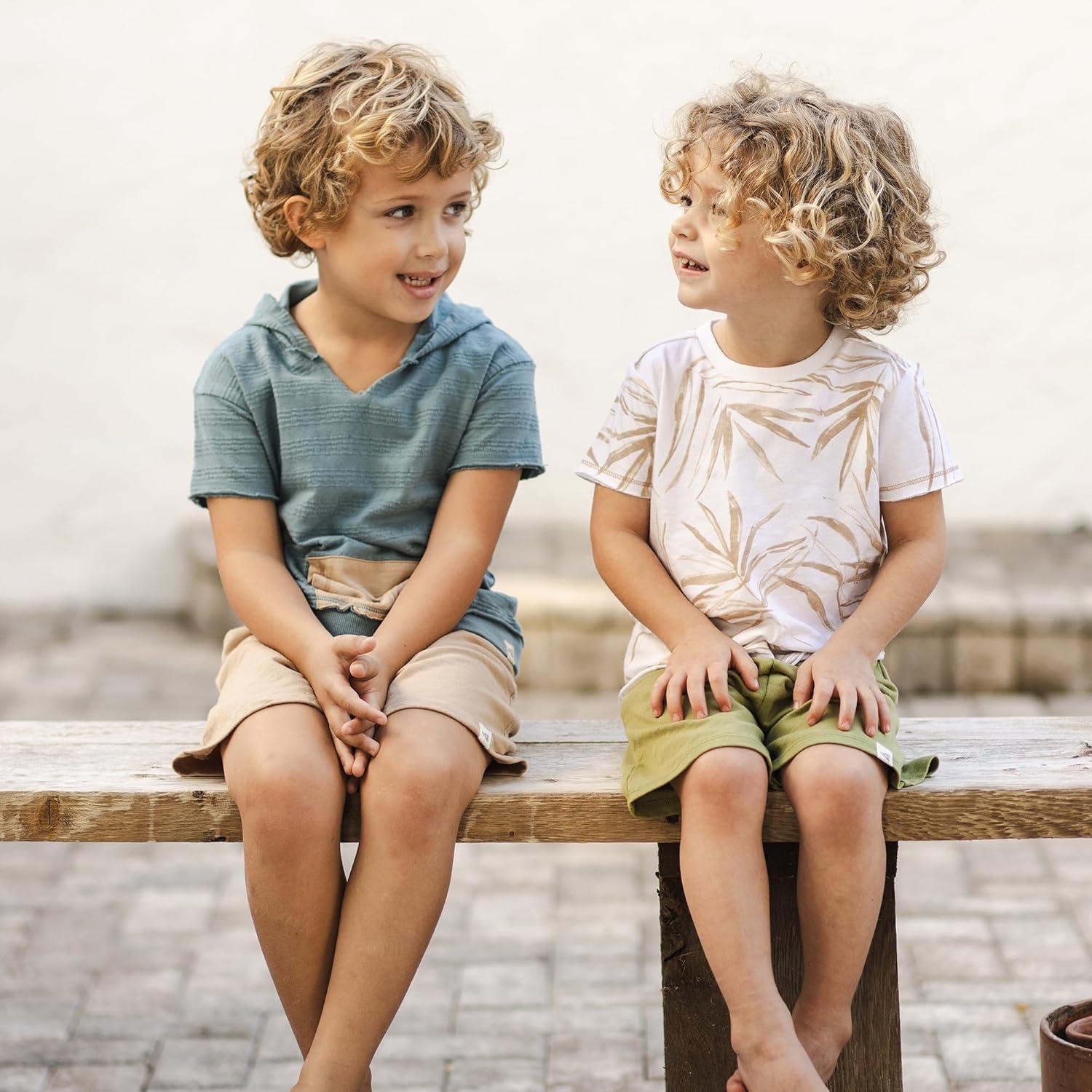 imageBurts Bees Baby babyboys Short Sleeve Shirt and Pant Set Top amp Bottom Outfit 100 Organic CottonSmoke Blue