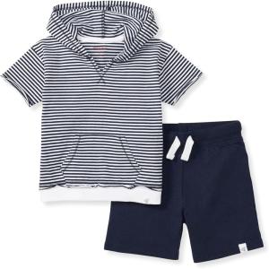 Burt’s Bees Baby baby-boys Short Sleeve Shirt and Pant Set, Top & Bottom Outfit, 100% Organic Cotton(Classic Stripe)