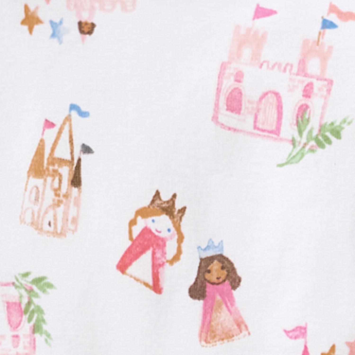 imageBurts Bees Baby Girls Pajamas 2Piece Long Sleeve Tee and Pants Organic Cotton PJ SetFairytale Castle