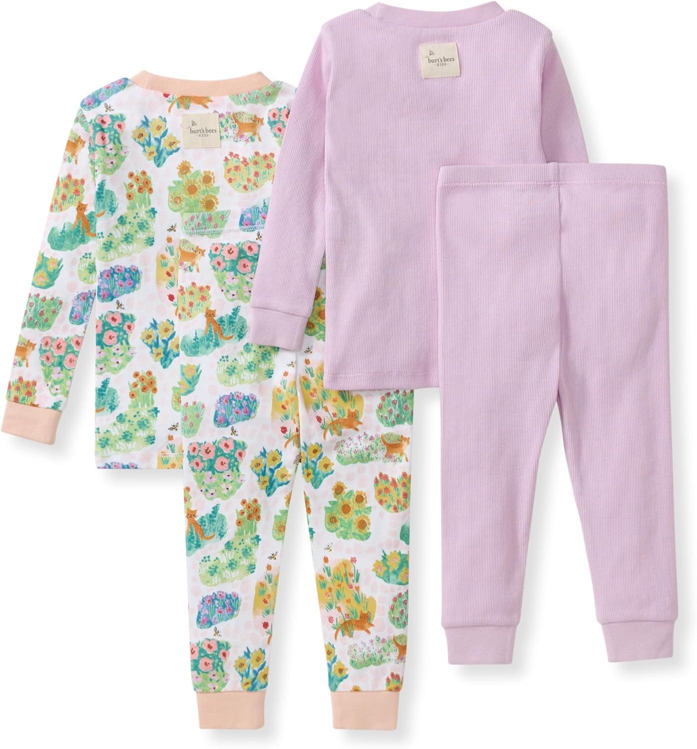 imageBurts Bees Baby Girls Pajamas 2Piece Long Sleeve Tee and Pants Organic Cotton PJ SetGarden Paths
