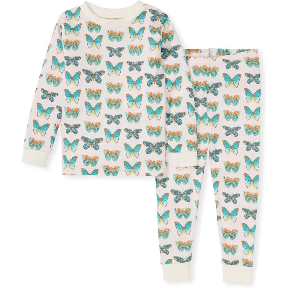 imageBurts Bees Baby Girls Pajamas 2Piece Long Sleeve Tee and Pants Organic Cotton PJ SetButterfly Chart