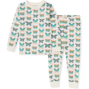Burt’s Bees Baby Girls’ Pajamas, 2-Piece Long Sleeve Tee and Pants Organic Cotton PJ Set(Butterfly Chart)