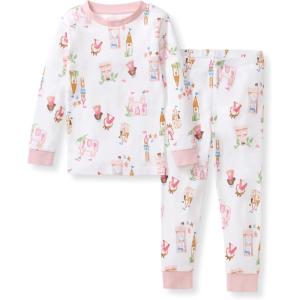 Burt’s Bees Baby Girls’ Pajamas, 2-Piece Long Sleeve Tee and Pants Organic Cotton PJ Set(Fairytale Castle)