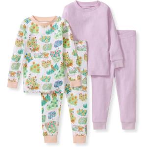 Burt’s Bees Baby Girls’ Pajamas, 2-Piece Long Sleeve Tee and Pants Organic Cotton PJ Set(Garden Paths)