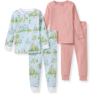 Burt’s Bees Baby Girls’ Pajamas, 2-Piece Long Sleeve Tee and Pants Organic Cotton PJ Set(Green Houses)