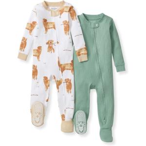 Burt’s Bees Baby baby-boys Sleeper Pjs, 100% Organic Cotton, One-piece Footie, Zip Up Jumpsuit, Snug Fit Pajamas(Golden Retriever)