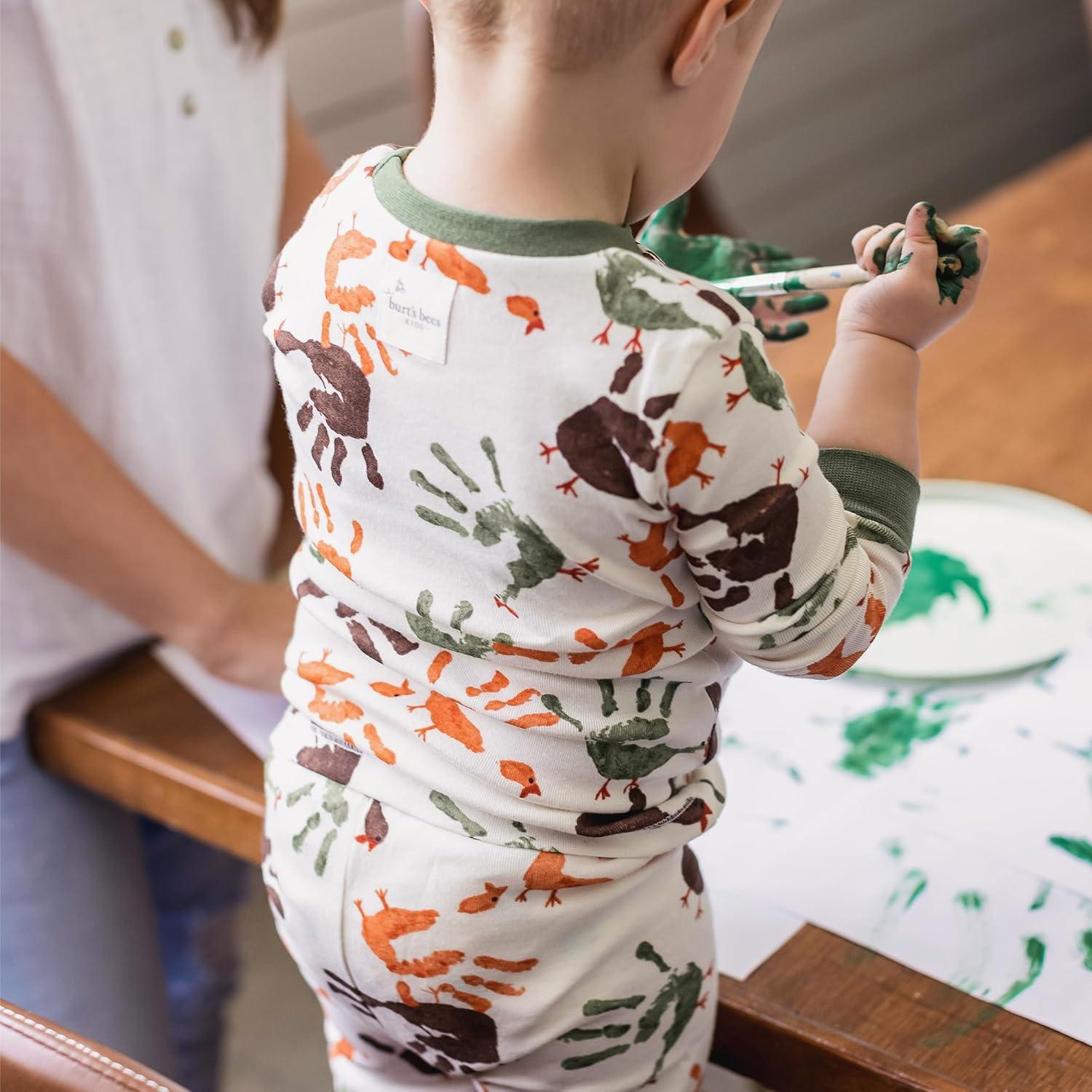 imageBurts Bees Baby Boys 2Piece Long Sleeve Tee and Pants Organic Cotton Pajama SetTurkey Hands