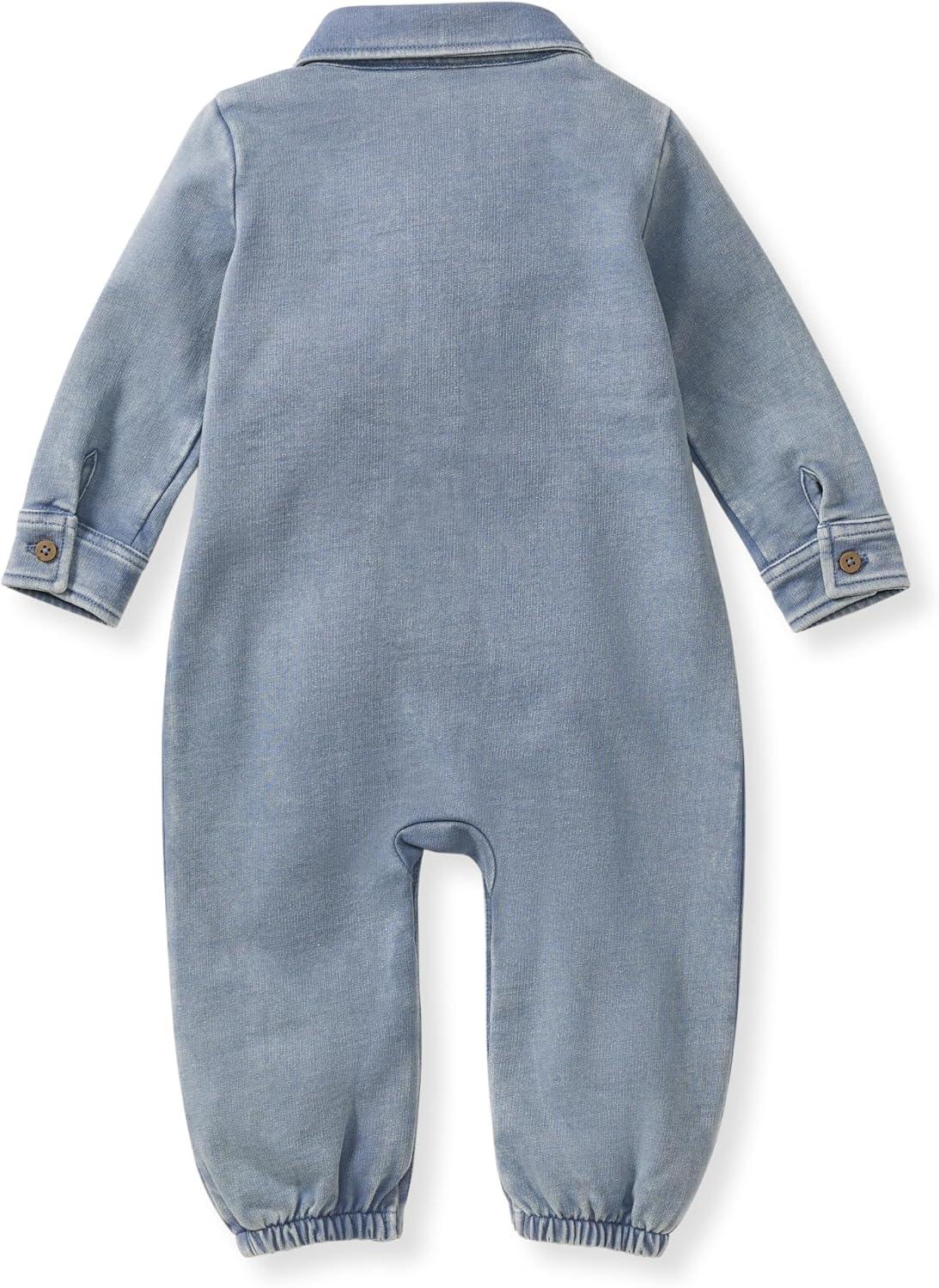 imageBurts Bees Baby Boys Jumpsuit 100 Organic Cotton Onepiece Long Sleeve Button Down CoverallFlint Acid Wash