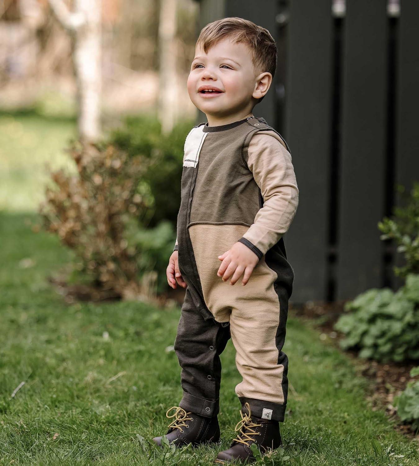 imageBurts Bees Baby Boys Jumpsuit 100 Organic Cotton Onepiece Long Sleeve CoverallDoe Colorblock