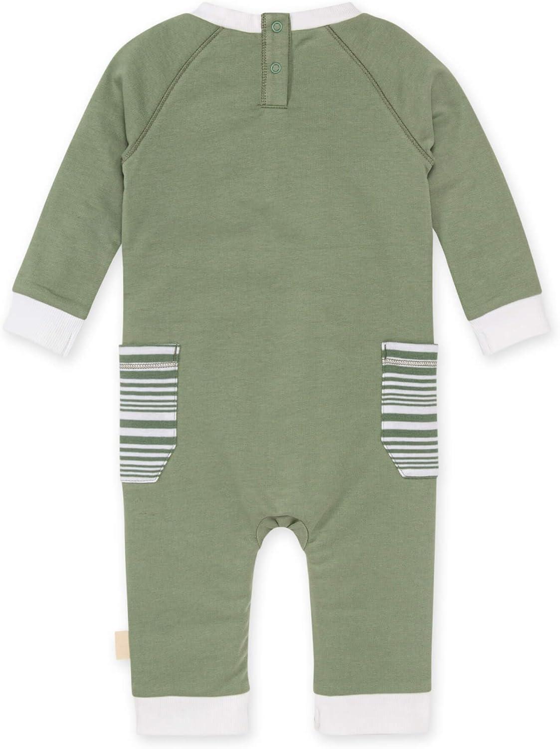 imageBurts Bees Baby Boys Jumpsuit 100 Organic Cotton Onepiece Long Sleeve CoverallGreen Bay Pocket