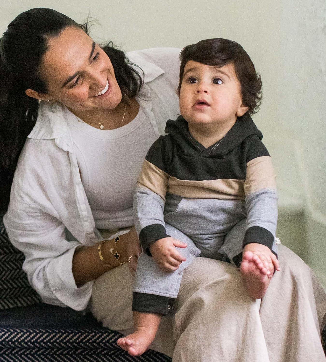 imageBurts Bees Baby Boys Jumpsuit 100 Organic Cotton Onepiece Long Sleeve CoverallHeather Colorblocked