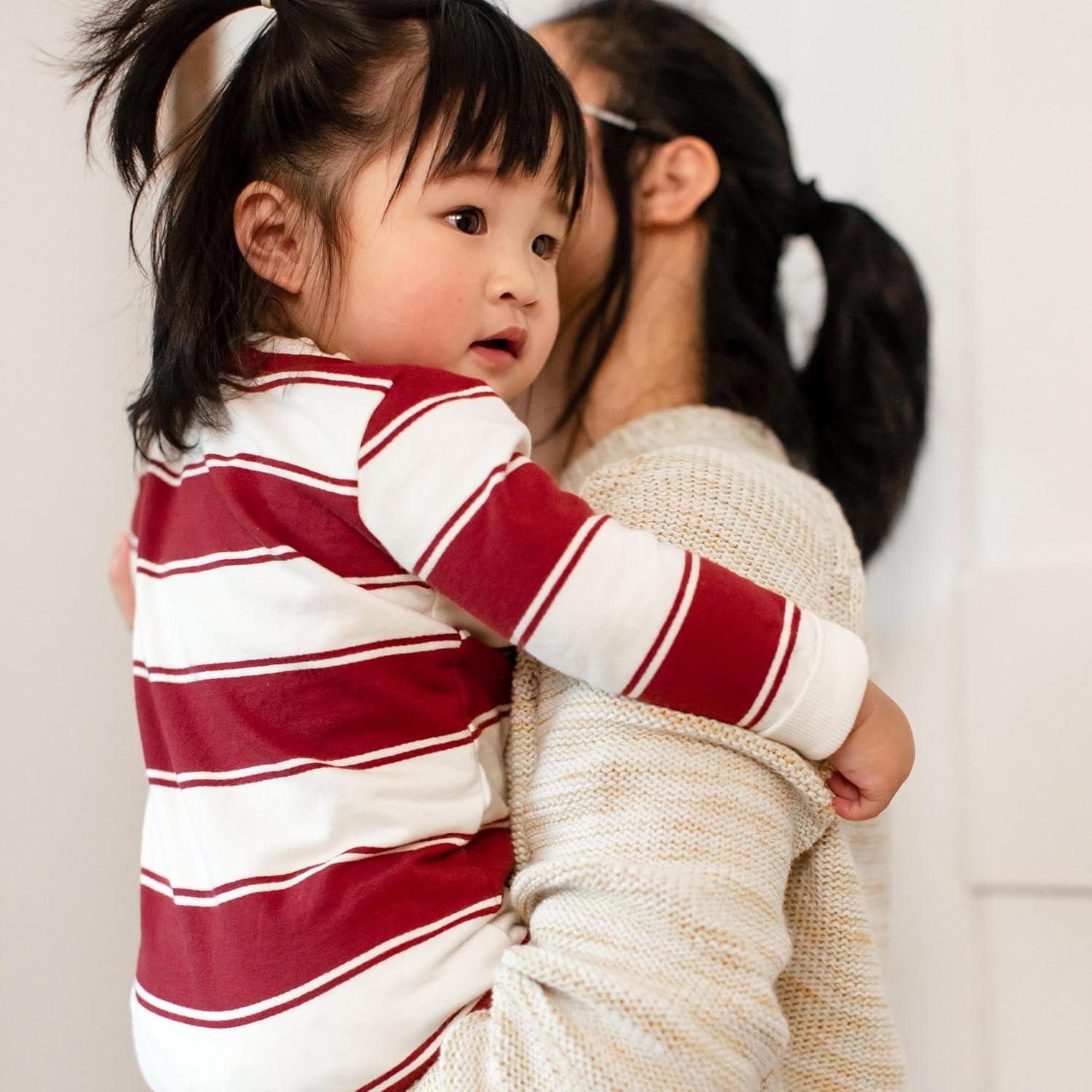 imageBurts Bees Baby Boys Jumpsuit 100 Organic Cotton Onepiece Long Sleeve CoverallRugby Peace Stripe