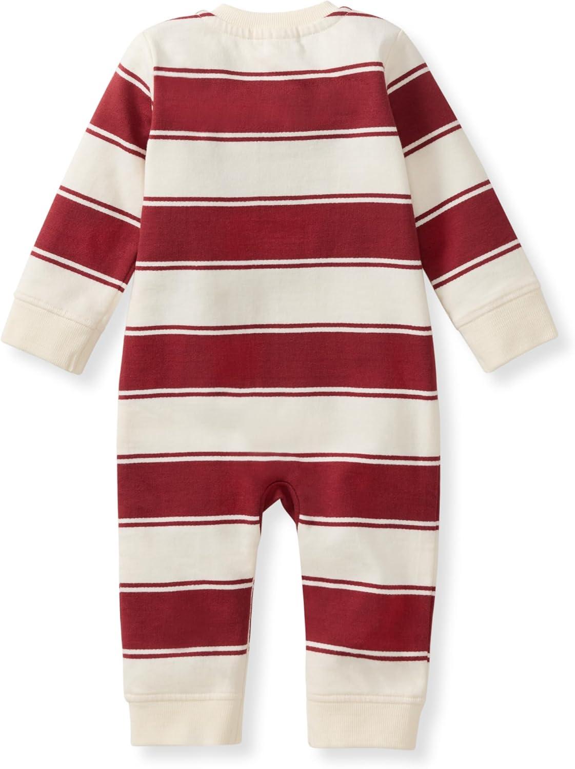 imageBurts Bees Baby Boys Jumpsuit 100 Organic Cotton Onepiece Long Sleeve CoverallRugby Peace Stripe