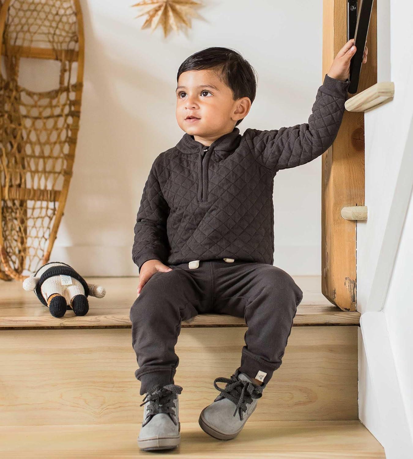 imageBurts Bees Baby Boys Shirt and Pant Set Long Sleeve Top amp Bottom Outfit Bundle 100 Organic CottonAsh Quilted Set