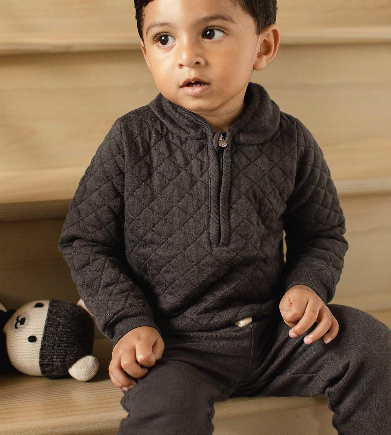 imageBurts Bees Baby Boys Shirt and Pant Set Long Sleeve Top amp Bottom Outfit Bundle 100 Organic CottonAsh Quilted Set