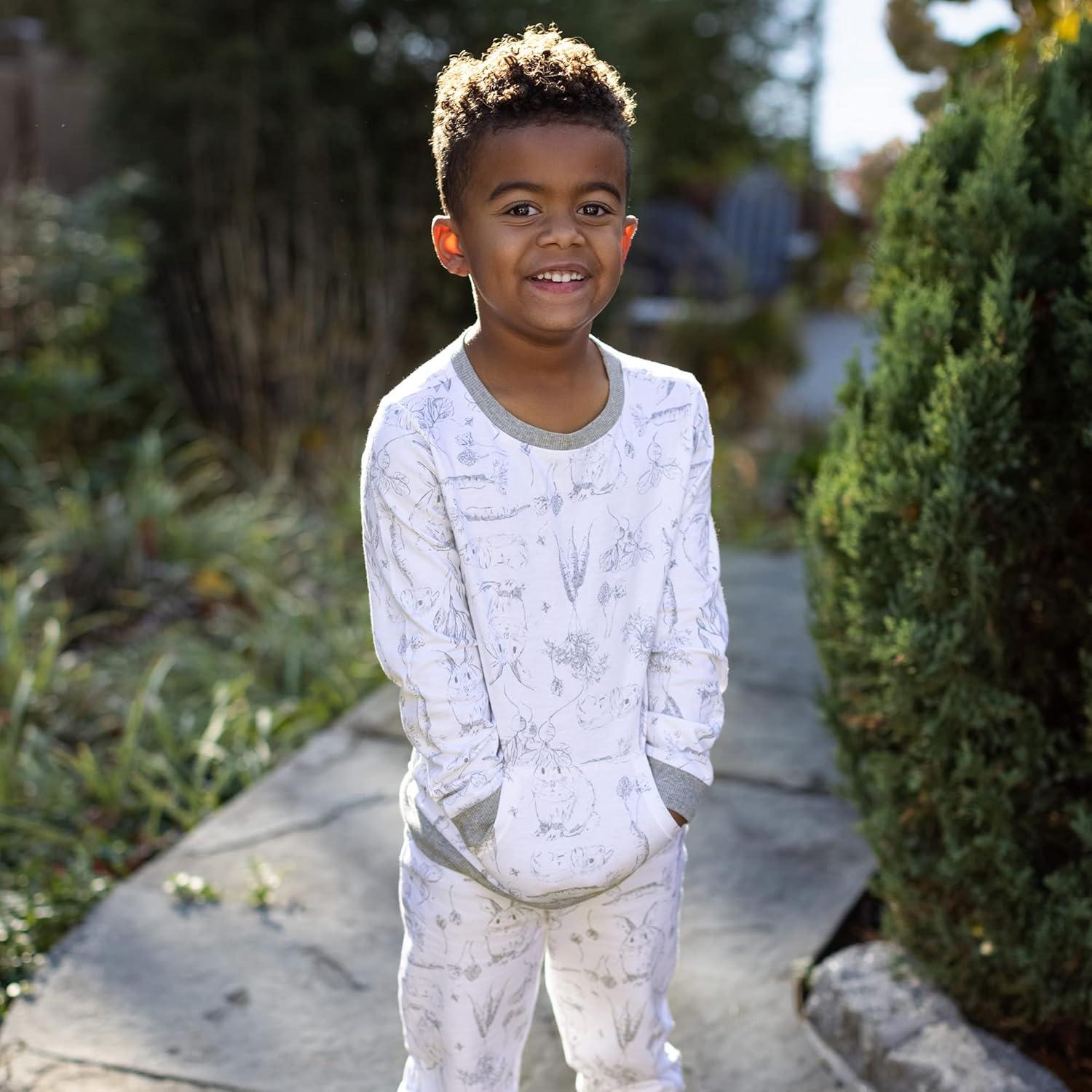 imageBurts Bees Baby Boys Shirt and Pant Set Long Sleeve Top amp Bottom Outfit Bundle 100 Organic CottonBunny Toile