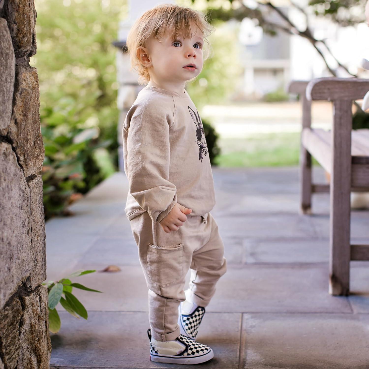 imageBurts Bees Baby Boys Shirt and Pant Set Long Sleeve Top amp Bottom Outfit Bundle 100 Organic CottonCool Bunny Set