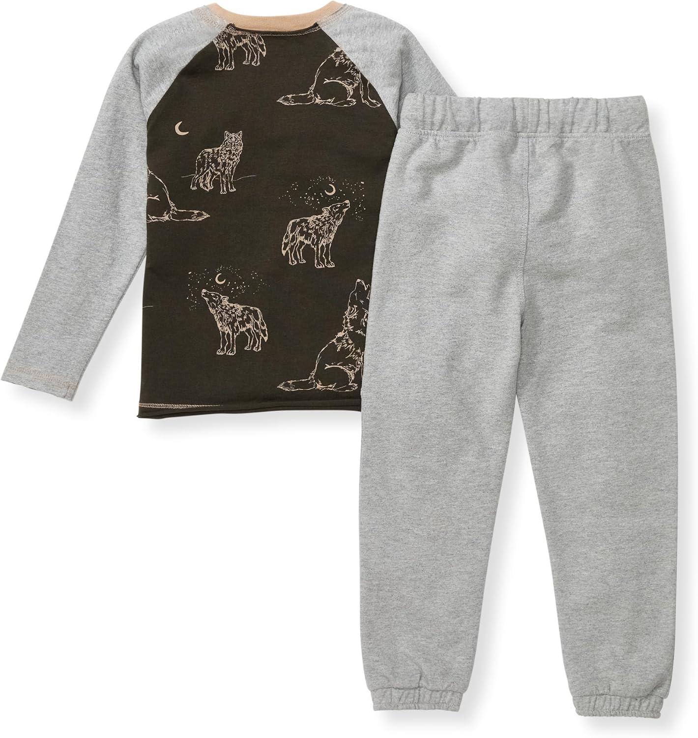 imageBurts Bees Baby Boys Shirt and Pant Set Long Sleeve Top amp Bottom Outfit Bundle 100 Organic CottonDesert Wolves Set