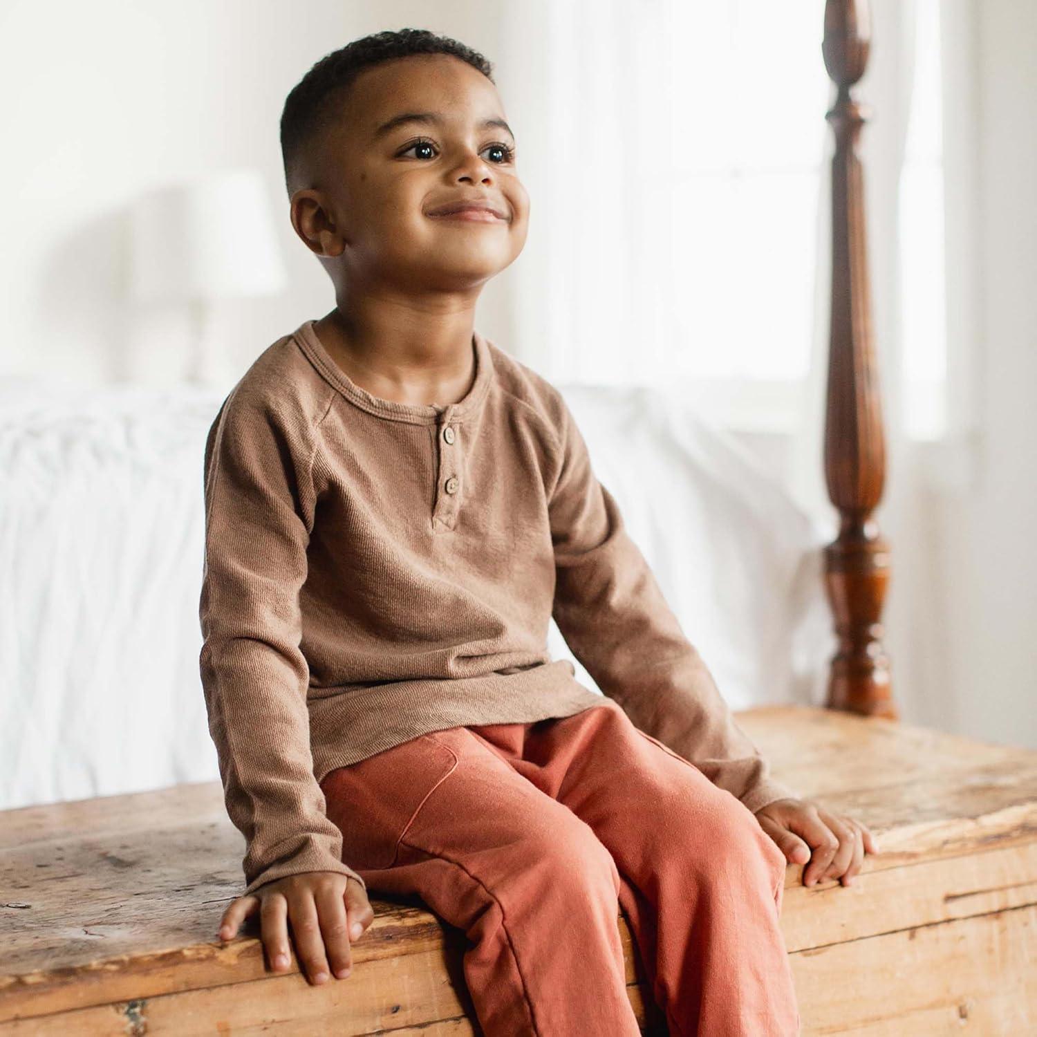 imageBurts Bees Baby Boys Shirt and Pant Set Long Sleeve Top amp Bottom Outfit Bundle 100 Organic CottonGinger Textured Knit