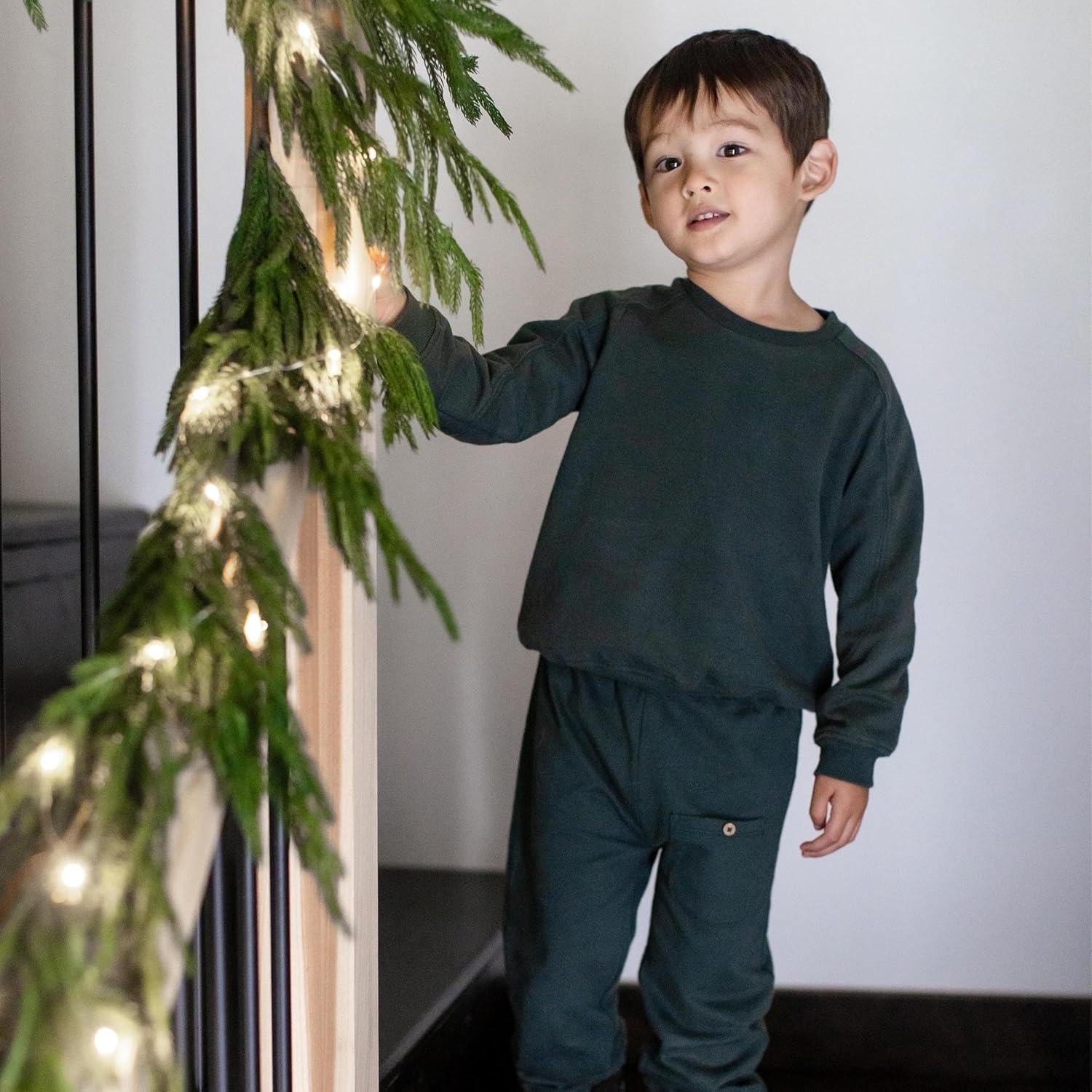 imageBurts Bees Baby Boys Shirt and Pant Set Long Sleeve Top amp Bottom Outfit Bundle 100 Organic CottonGreen Acid Wash