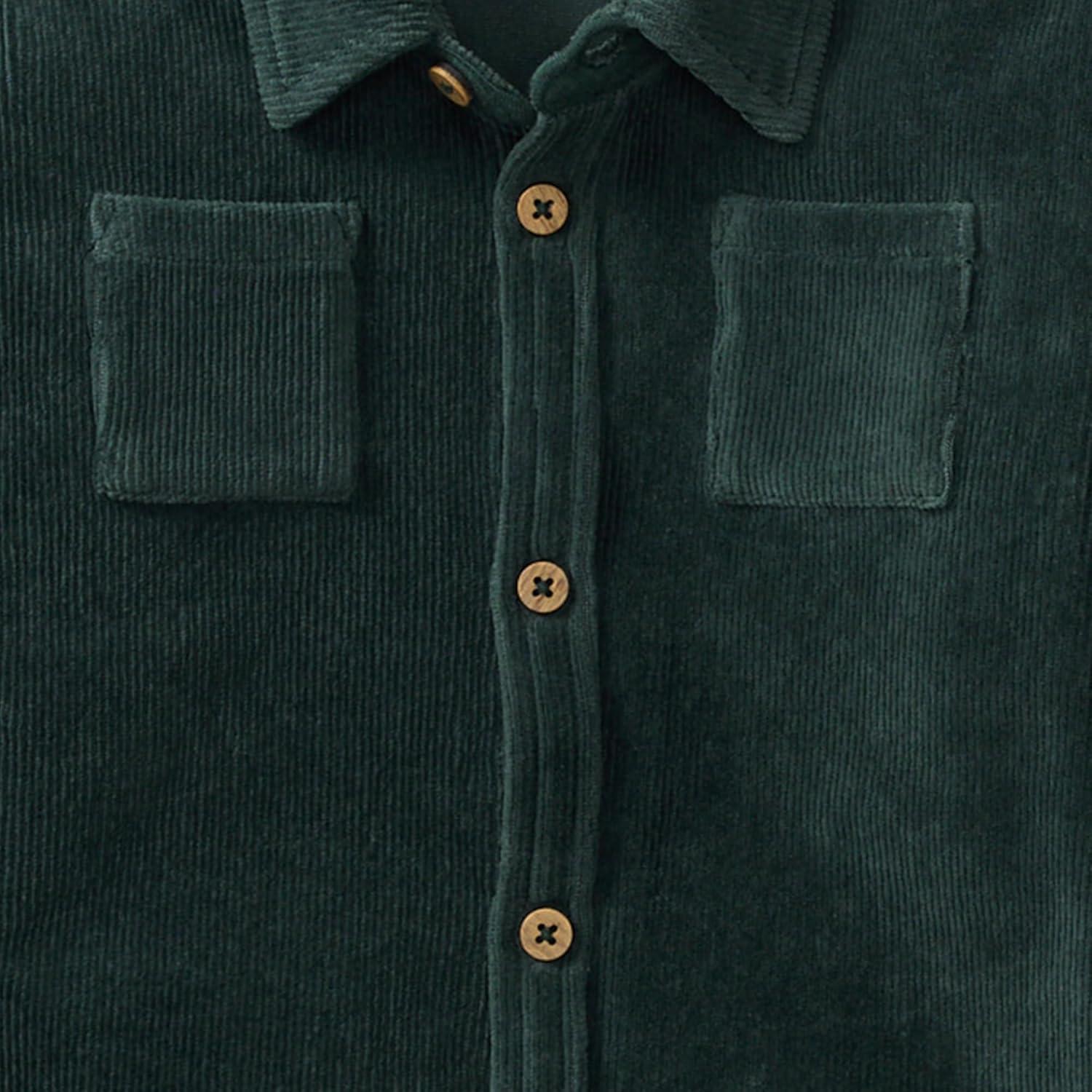 imageBurts Bees Baby Boys Shirt and Pant Set Long Sleeve Top amp Bottom Outfit Bundle 100 Organic CottonGreen Corduroy