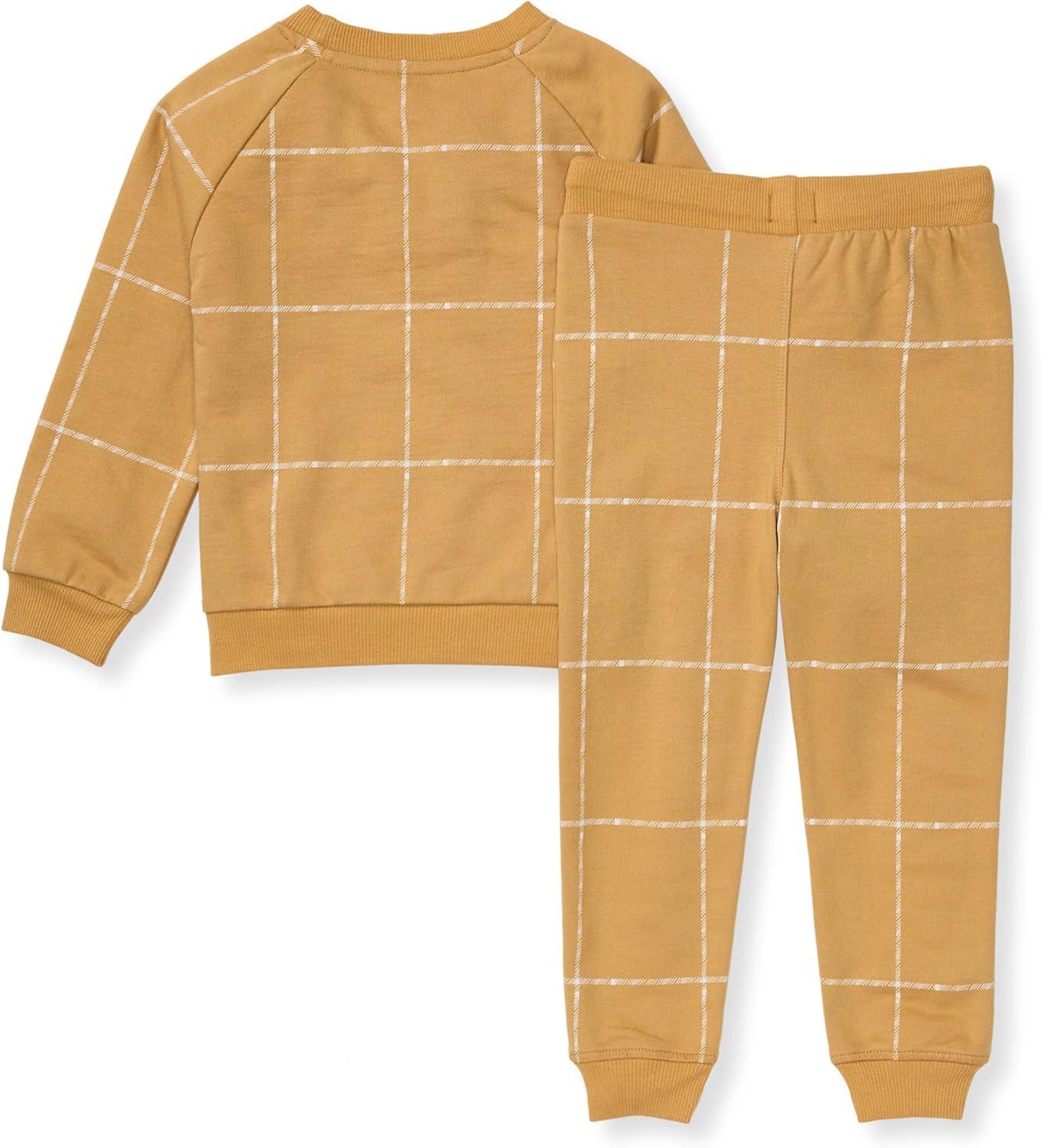 imageBurts Bees Baby Boys Shirt and Pant Set Long Sleeve Top amp Bottom Outfit Bundle 100 Organic CottonWindow Plaid
