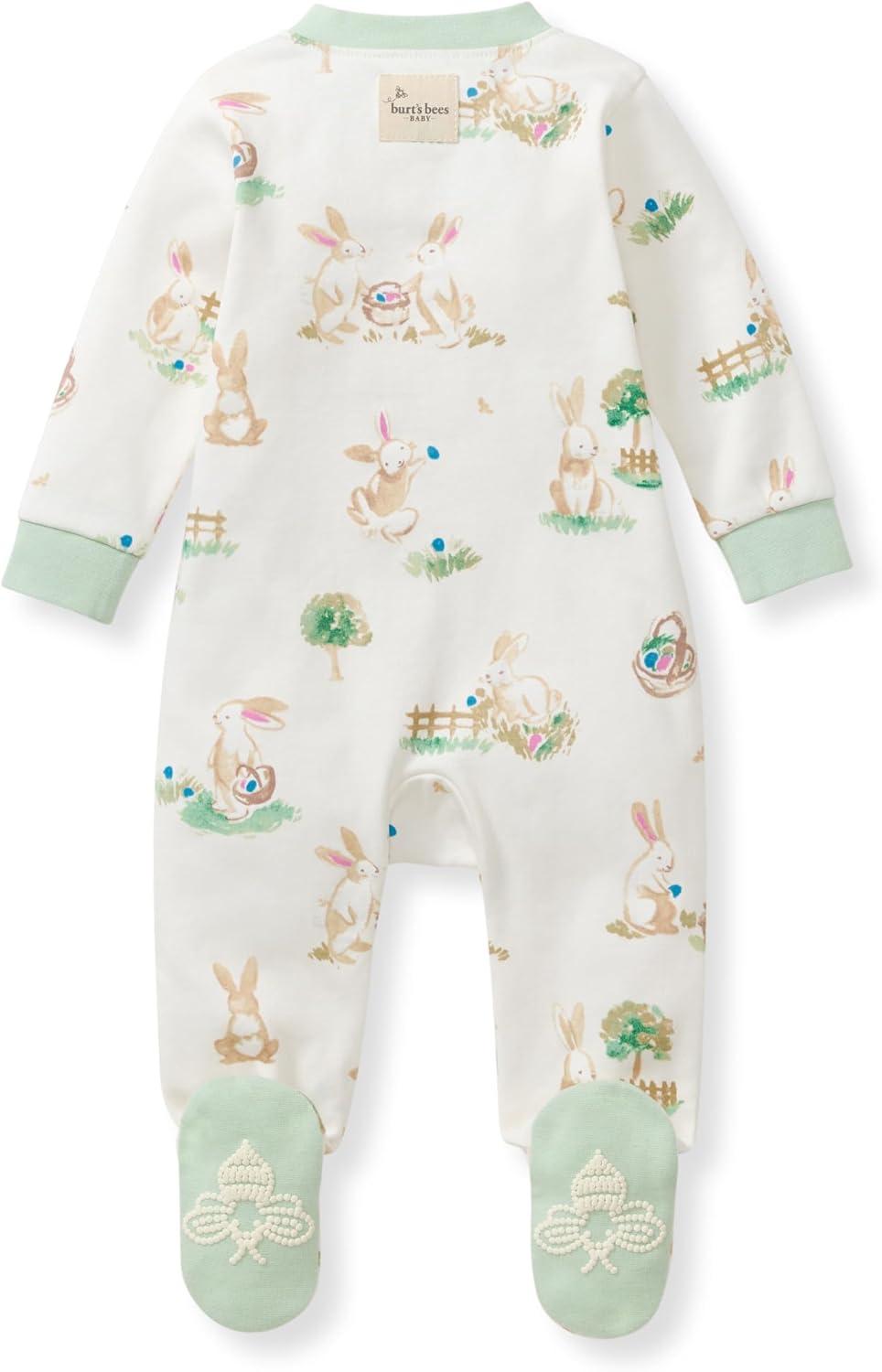 imageBurts Bees Baby Boys Sleep and Play PJs 100 Organic Cotton OnePiece Zip Front Romper Jumpsuit PajamasBunny Egg Hunt