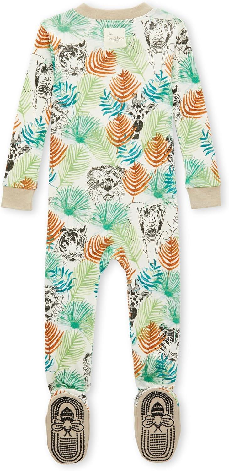 imageBurts Bees Baby Boys Sleep and Play PJs 100 Organic Cotton OnePiece Zip Front Romper Jumpsuit PajamasJungle Love
