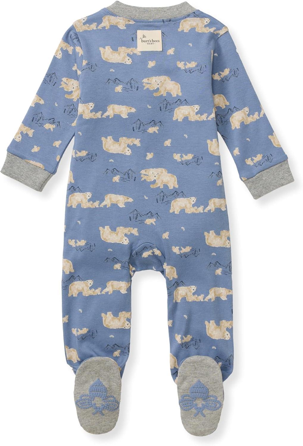 imageBurts Bees Baby Boys Sleep and Play PJs 100 Organic Cotton OnePiece Zip Front Romper Jumpsuit PajamasPolar Mountain
