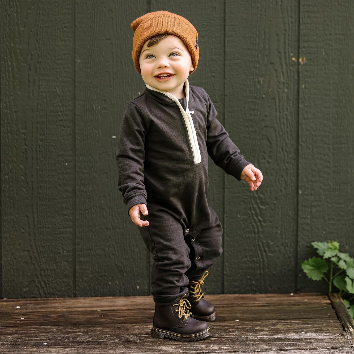 imageBurts Bees Baby babyboys Romper Jumpsuit 100 Organic Cotton Onepiece CoverallAsh Quarter Zip